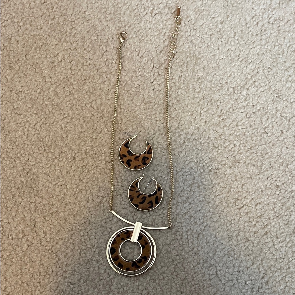 Leopard Print Gold Jewelry Set